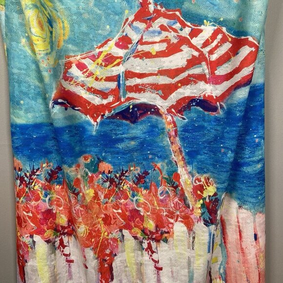 Leoma Lovegrove Happy Place Women’s M Hooded Cover Up Vented Sleeveless Beach - Picture 8 of 13